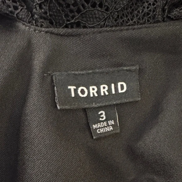 EUC Torrid Elegant Black Ruffle Midi Skater Dress size 3 LBD Little Black Dress - Picture 6 of 9